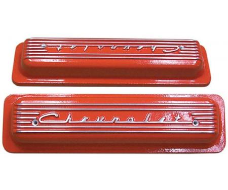 Corvette Valve Covers, Classic-Style, Aluminum, Orange, 1986Late-1991