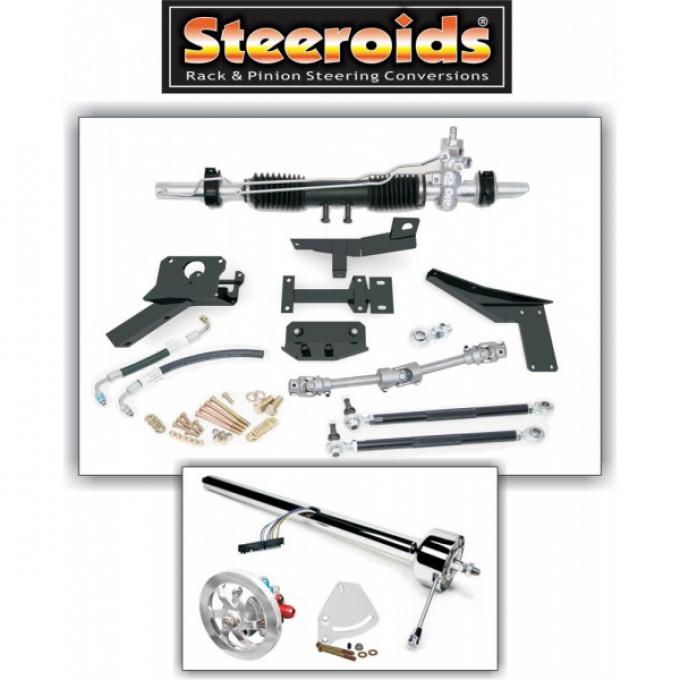 Corvette Rack & Pinion Conversion Kit, Steeroids, With Manual Steering, Chrome Column, 1958-1962