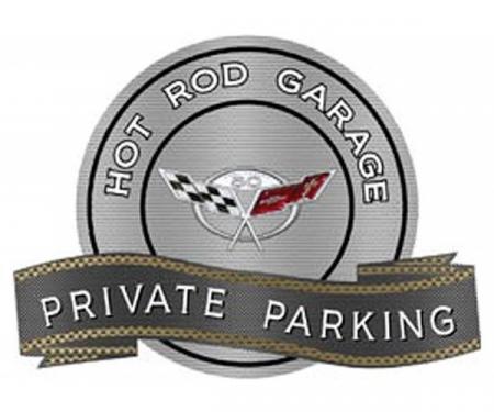 Corvette C5 50th Anniversary Emblem Hot Rod Garage Private Parking Metal Sign, 18" X 14"