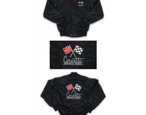 Corvette Satin Jacket, With C2 1966 Logo, Black