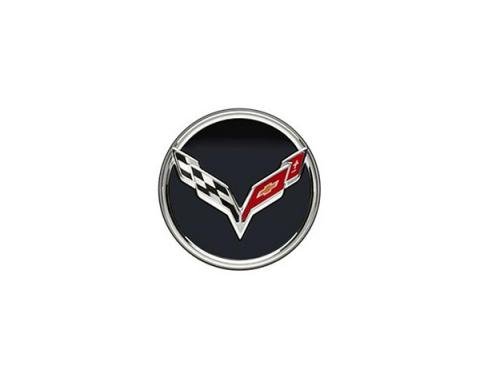 Corvette Wheel Center Cap, Crossed Flags, Black, 2014-2017