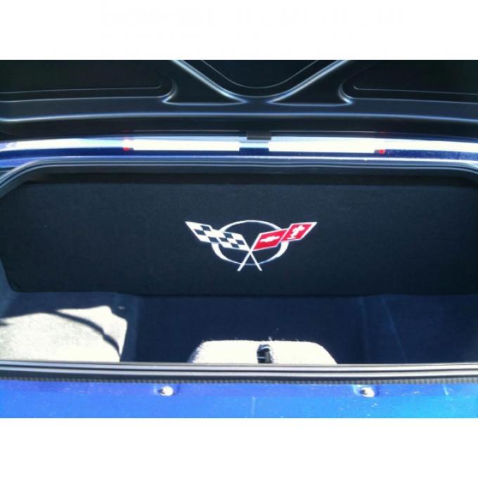 Corvette Compartment Divider, "Quiet Ride", Convertible, With Carpet & C5 Logo, 1997-2004