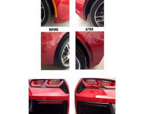 Corvette Blackout Side Marker And Lower Rear Bumper Reflector Vinyl Covers, 2014-2017