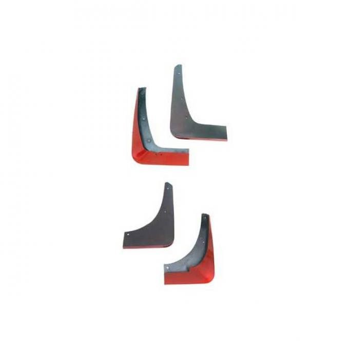 Corvette Splash Guards, Body Contoured, Front & Rear, Magnetic Red, Altec, 2005