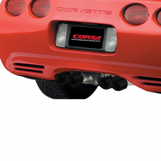 Corvette Exhaust System, CORSA, With Pro-Series 4" Black Quad Tips + X-Pipe, Xtreme, 1997-2004
