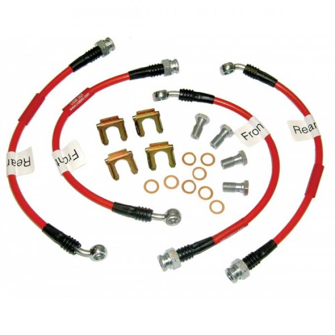Corvette Brake Line Kit, Braided Ss Red, 1997-2004