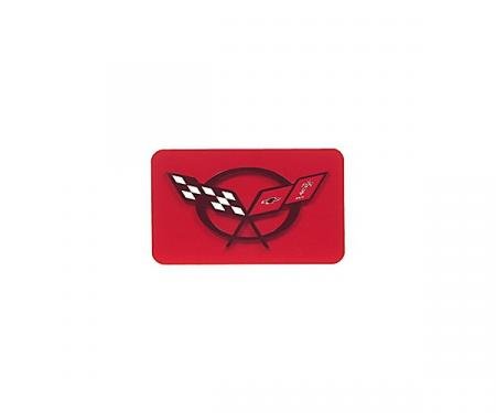 Corvette Exhaust Plate, Torch Red with C5 Logo, 1997-2004