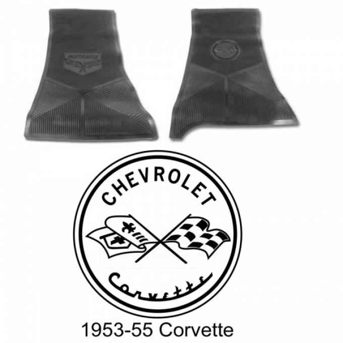 Legendary Auto Interiors Ltd Rubber Floor Mats, With C1 Logo| 25-13654 Corvette 1953-1955