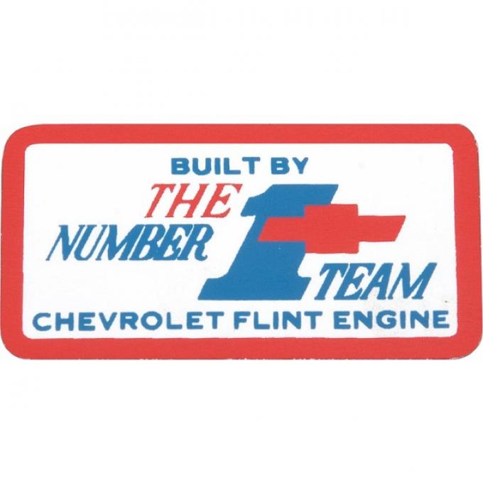 Camaro Valve Cover Decal, Number 1 Team Flint, 302ci & 327/275hp, 1967