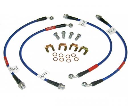 Corvette Brake Hose Set, Braided Stainless Steel, Blue, 2005-2013