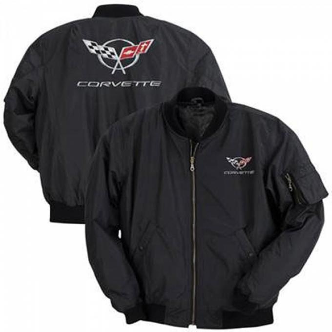 Corvette Jacket, Aviator, Black, With C5 Logo