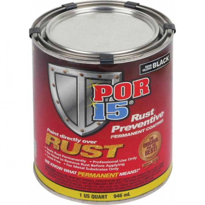 Rust Preventive Paint, Black, Semi-Gloss, Quart, POR-15