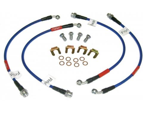 Corvette Brake Hose Set, Braided Stainless Steel, Blue, 2005-2013