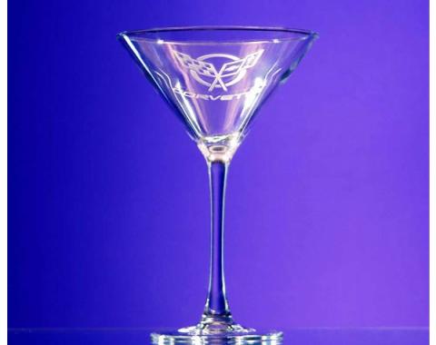 Corvette Glass, Signature Martini 7.25 Ounce, Pair, 1953-2013 Corvette Designs