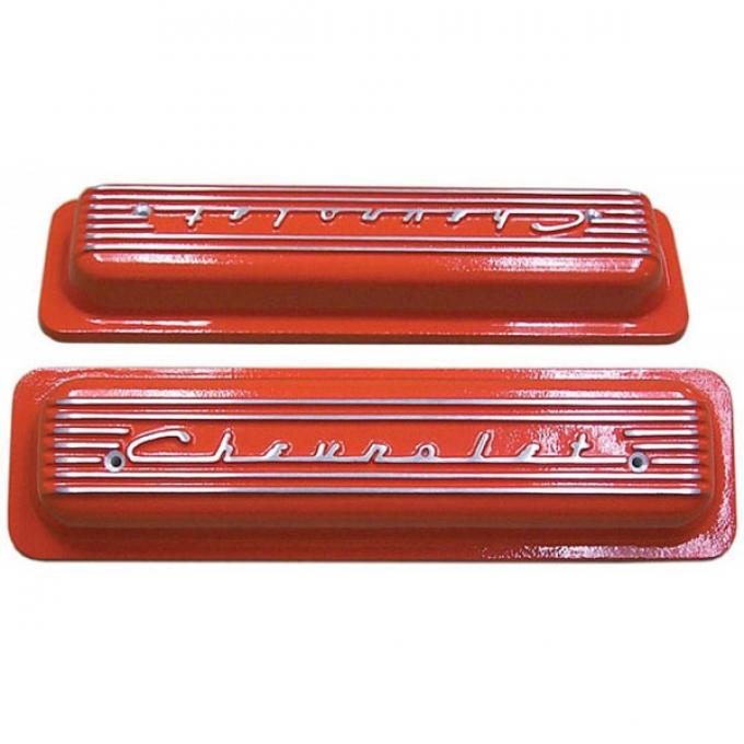 Corvette Valve Covers, Classic-Style, Aluminum, Orange, 1986Late-1991