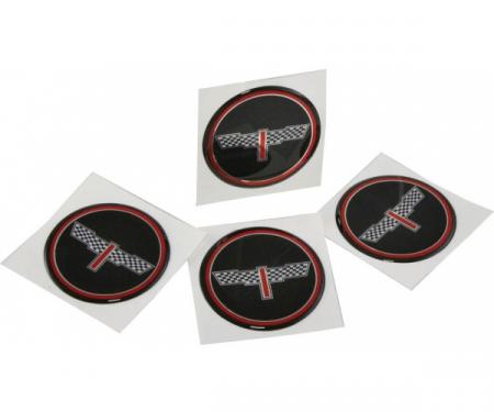 Corvette Wheel Spinner Kit Emblems, Checkered Flag, 2", Black, 1976-1987