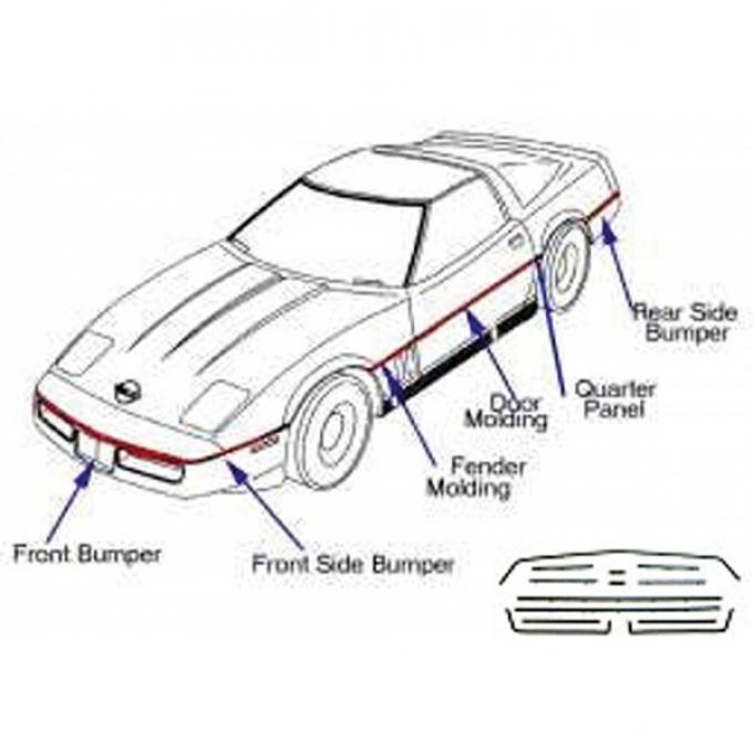 Corvette Body Moldings, Complete Kit, 1984