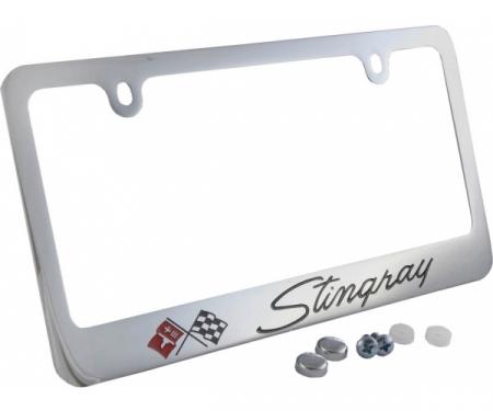 Corvette Elite License Frame, 69-76 Stingray Script with Single Logo