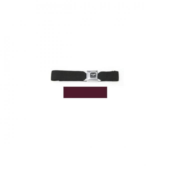 Corvette Waist Belt, With Seat Belt Buckle, With Burgundy Webbing,C6 Logo