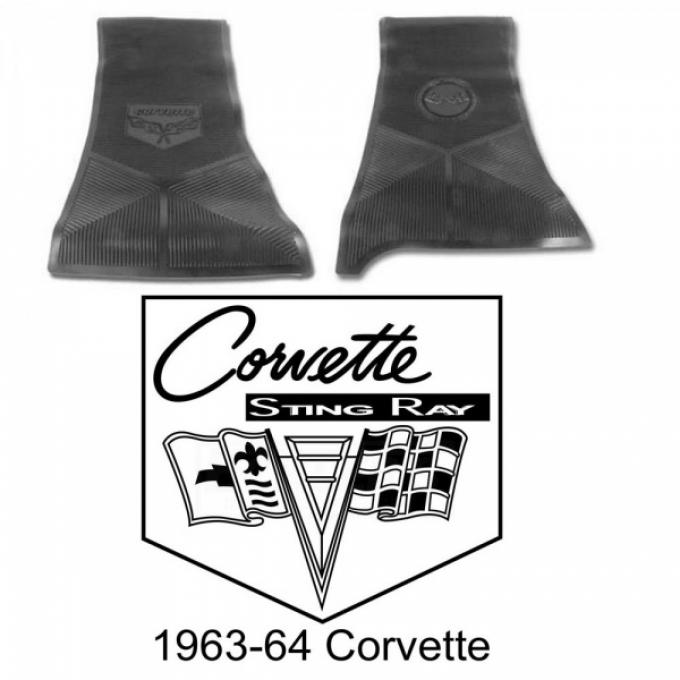 Legendary Auto Interiors Ltd Rubber Floor Mats, With C2 Logo| 25-13659 Corvette 1963-1964