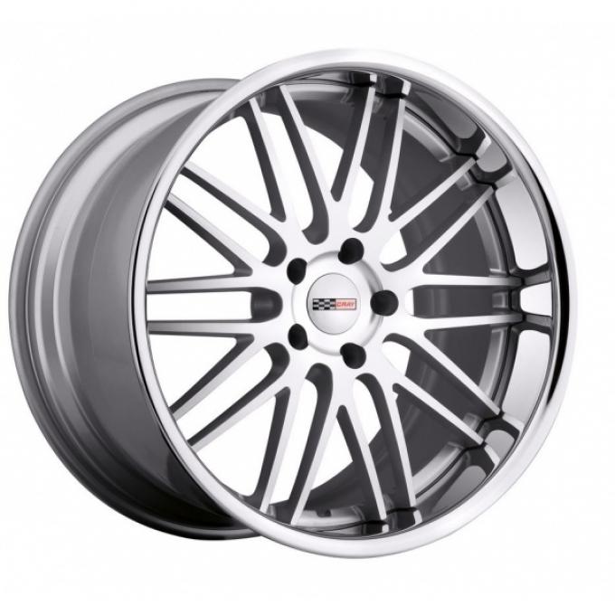 Corvette Wheel, Cray Hawk, 19x10'', Rear Only, Silver With Machined Face And Chrome Stainless Lip, 2014-2017