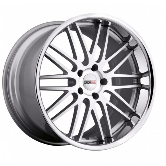 Corvette Wheel, Cray Hawk, 19x10'', Rear Only, Silver With Machined Face And Chrome Stainless Lip, 2014-2017