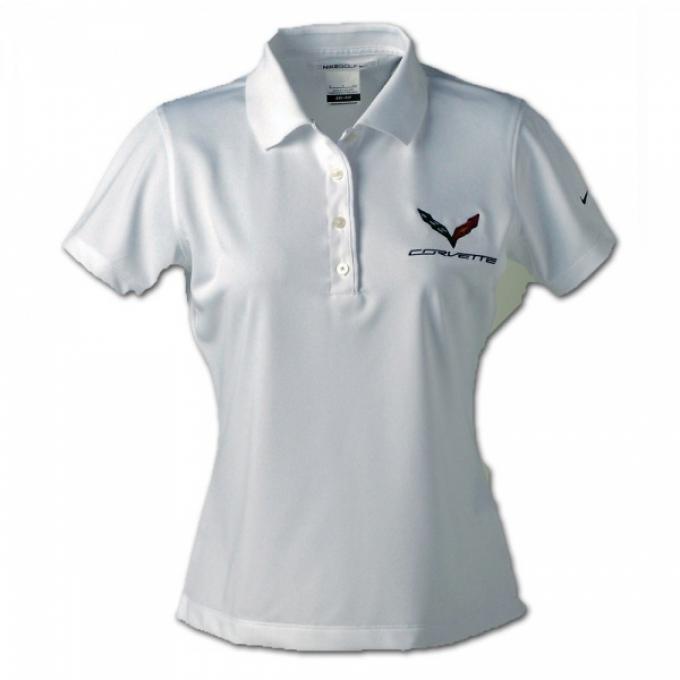 Corvette C7 Ladies Nike Dri Fit Polo, White