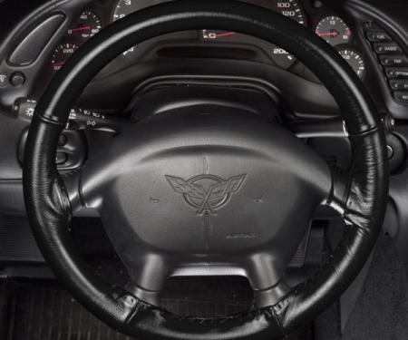 Corvette Steering Wheel Cover, Black, Wheelskins, 1994-2004