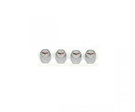 Corvette C6 Logo Valve Stem Caps, Chrome