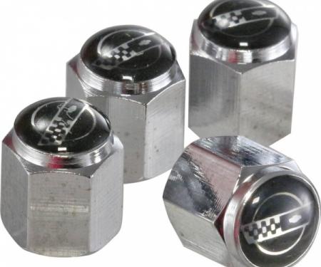 Corvette Valve Stem Caps, C4 Logo, Chrome