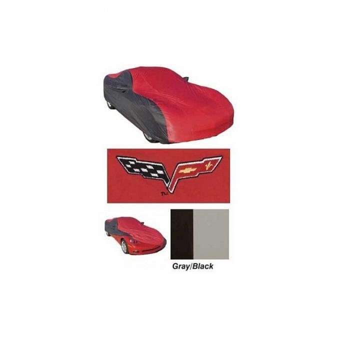 Corvette Car Cover, CoverKing, Two-Tone Stormproof™, WithC6 Logo, Coupe, Gray/Black, 2005-2013