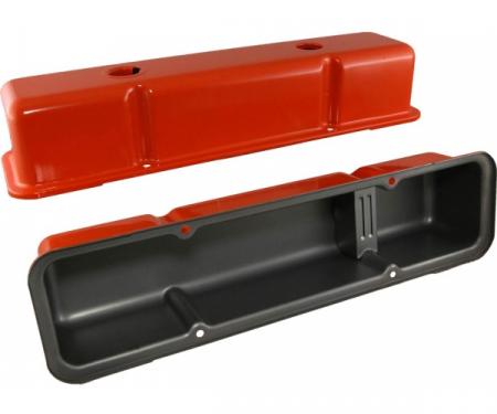 Chevy Small Block Valve Covers, Tall Style, Orange, 1958-1986