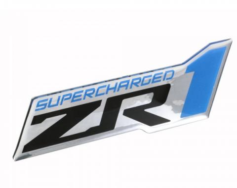 Corvette Supercharged ZR1 Domed Emblem, Black/Blue/Chrome, 2009-2013