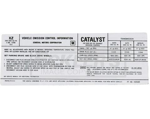Corvette Decal, Emission L48 California, 1976