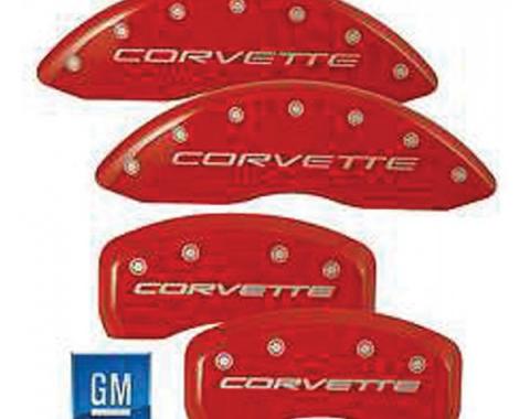 Corvette Brake Caliper Covers, MGP, Red, With Logo, Z06 & Grand Sport, 2006-2013