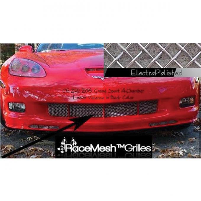 Corvette C6 Grand Sport Custom Body Colored Matched RaceMesh® Front Lower 4-Chamber Valance Grille W/ Polished Stainle