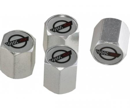 Corvette C4 Logo Valve Stem Caps, Aluminum