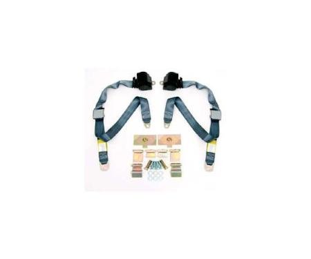 Seatbelt Solutions 1963-1967 Chevrolet Corvette 3 Point Conversion, Chrome Lift Latch COR63674001CLL | Bright Blue
