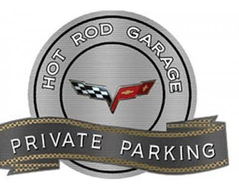 Corvette C6 2005-2013 Emblem Hot Rod Garage Private ParkingMetal Sign, 18" X 14"