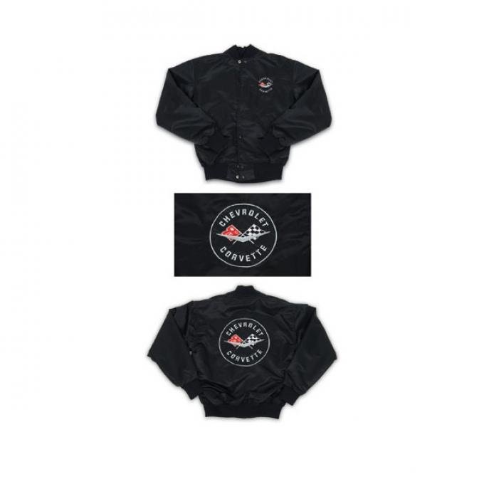 Corvette Satin Jacket, With C1 1961 Logo. Black