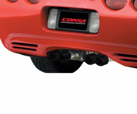 Corvette Exhaust System, CORSA, With Pro-Series 4" Black Quad Tips + X-Pipe, Xtreme, 1997-2004