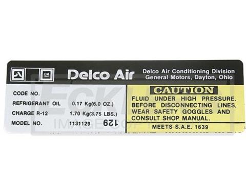 Corvette Decal, Air Conditioning Compressor Delco, 1977-1978