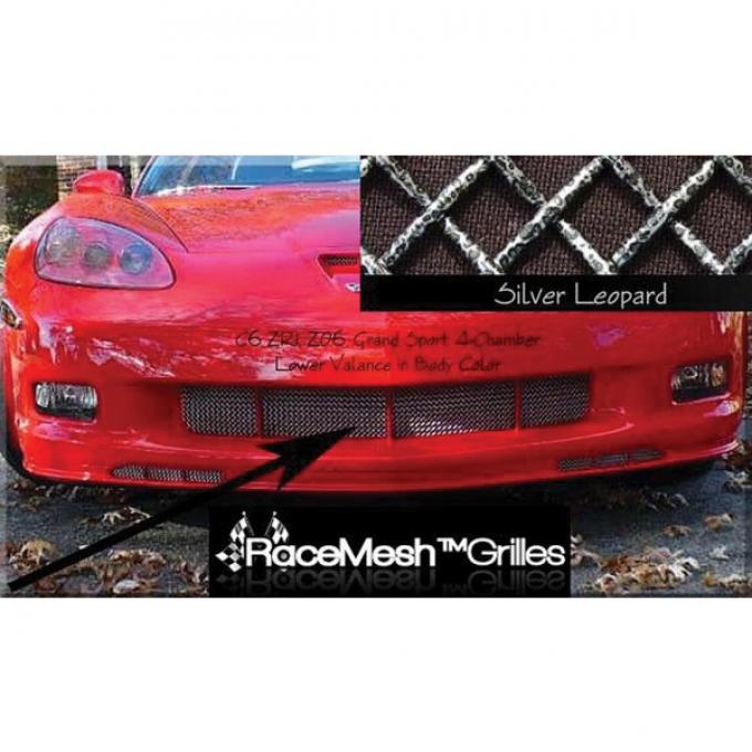 Corvette C6 Grand Sport Custom Body Colored Matched RaceMesh® Front Lower 4-Chamber Valance Grille W/ Silver LeopardMe