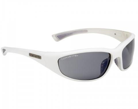 Corvette Eyewear Sunglasses, With Corvette Name, Smoke Mirror Lenses, White