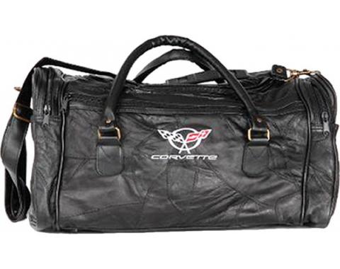 Corvette Leather Road Trip Bag With C5 Embroidered Emblem