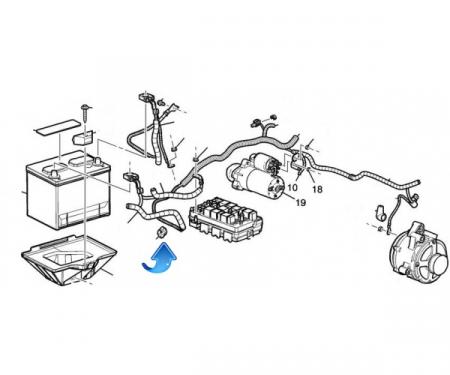 Corvette Battery Cable Retaining Clip, 1997-2004