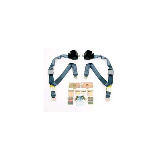 Seatbelt Solutions 1963-1967 Chevrolet Corvette 3 Point Conversion, Chrome Lift Latch COR63674001CLL | Bright Blue