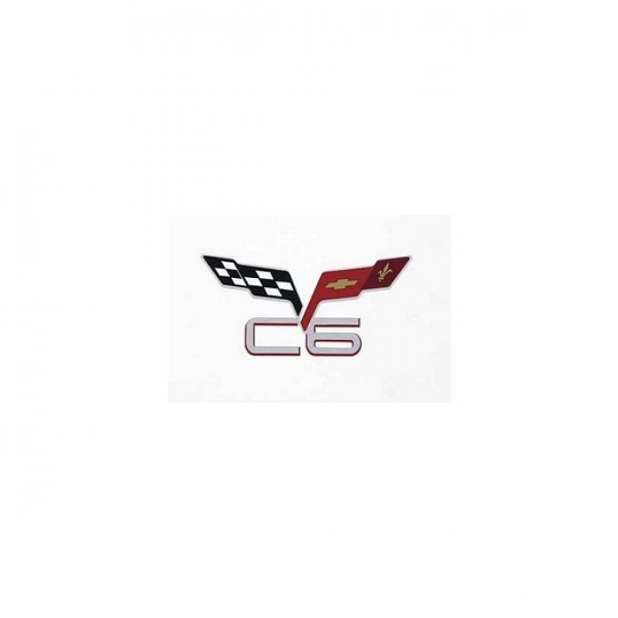 Corvette C6 & Crossed-Flags Decal, 3" Wide x 1-1/2" High, 2005-2013