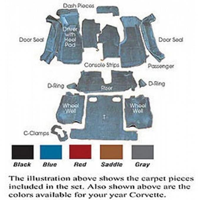 Auto Custom Carpet, Carpet Set, Poly Back, Cut-Pile| Corvette Convertible 1986-1987