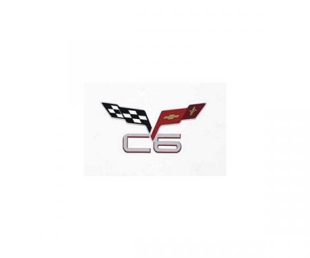 Corvette C6 & Crossed-Flags Decal, 3" Wide x 1-1/2" High, 2005-2013